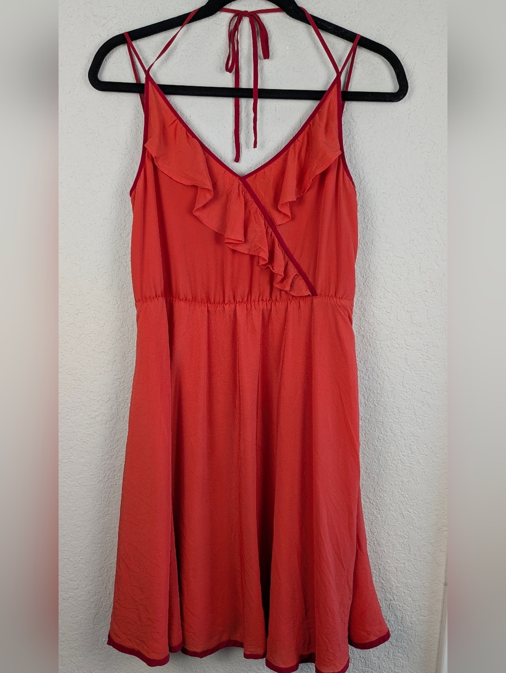 Anthropologie Girls From Savoy Becca Dress Size 0 Coral Silk Shell MISSING SASH